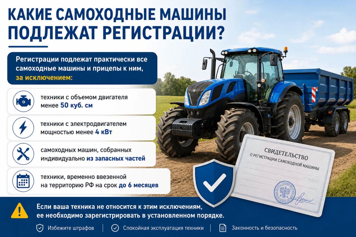 Какие самоходные машины подлежат регистрации?