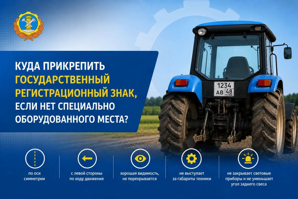 Куда прикрепить государственный регистрационный знак, если на технике нет специального места?