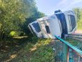 Большегруз перевернулся в Данковском округе, 60-летний водитель с травмами госпитализирован