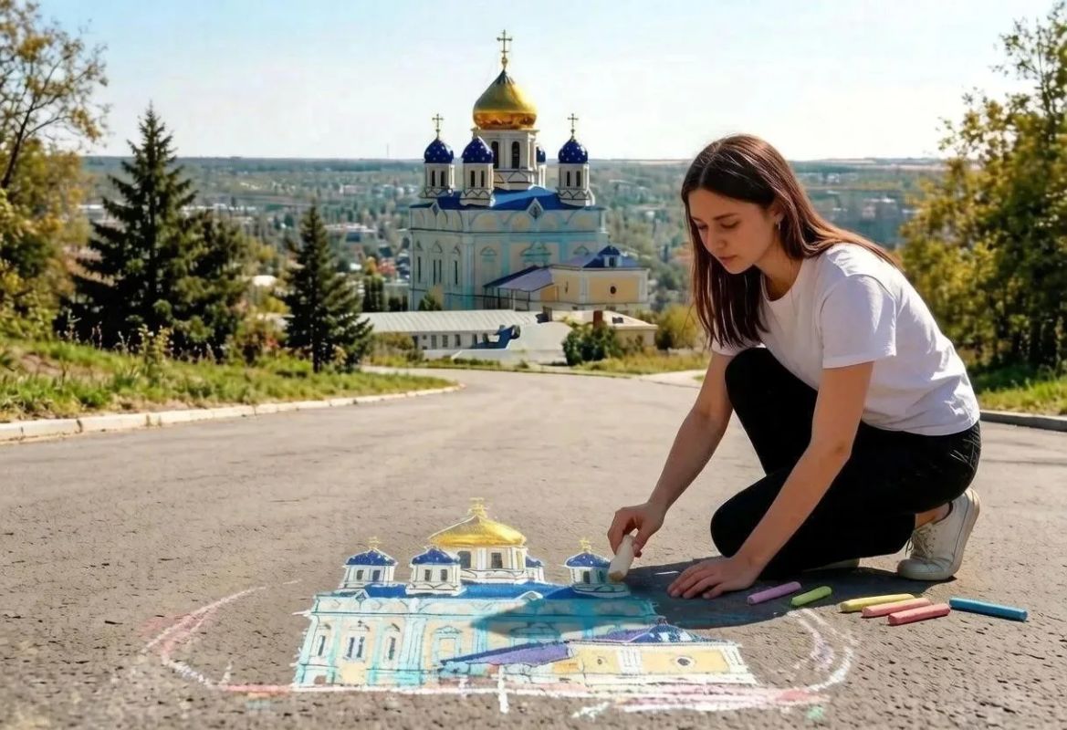 Дома в Ельце разрисовали, теперь переходят на асфальт