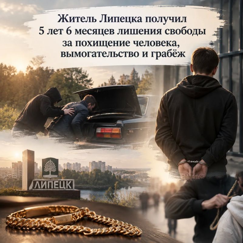 Житель Липецка получил 5 лет 6 месяцев лишения свободы за похищение человека, вымогательство и грабёж