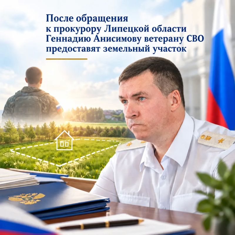 После обращения к прокурору Липецкой области Геннадию Анисимову ветерану СВО предоставят земельный участок