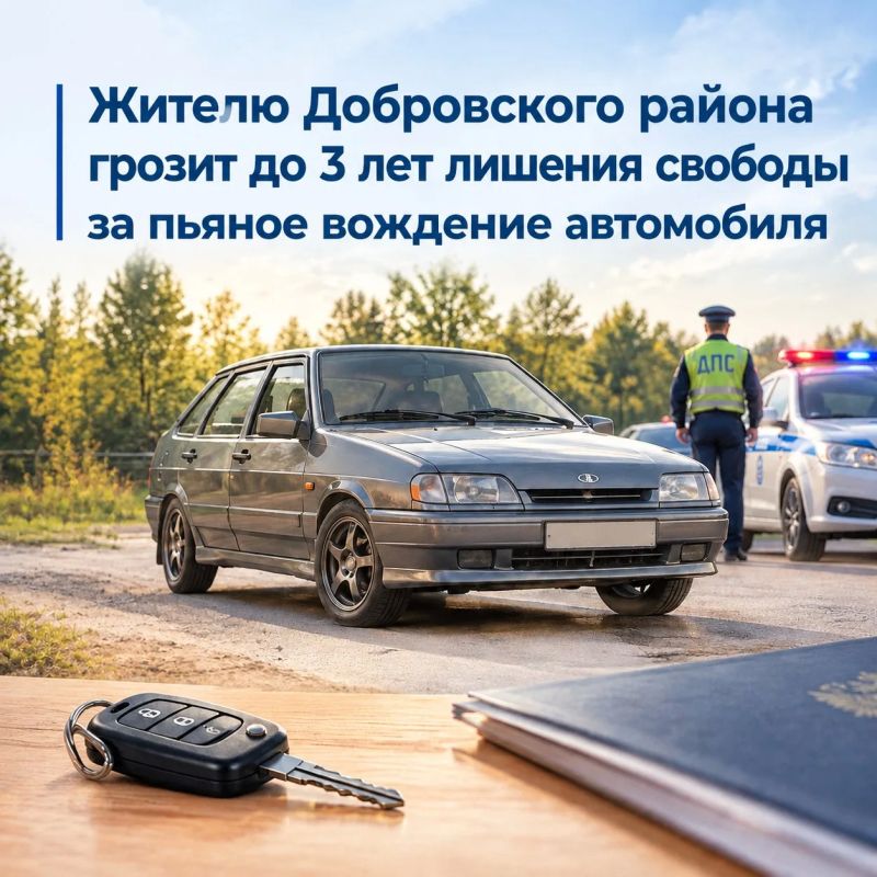 Жителю Добровского района грозит до 3 лет лишения свободы за пьяное вождение автомобиля