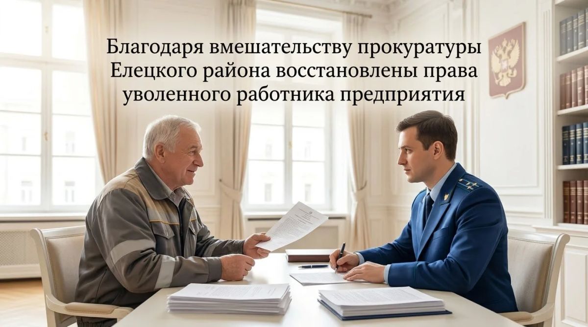 Благодаря вмешательству прокуратуры Елецкого района восстановлены права уволенного работника предприятия