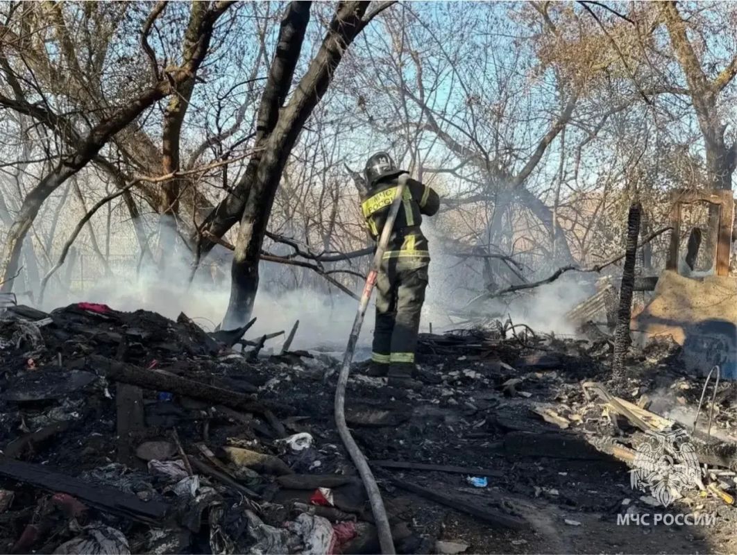 Только угольки и остались от небольшого сарайчика в селе Новое Ракитино Лебедянского округа
